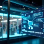 Современный российский интернет-магазин с интерфейсом AI-чат-бота на цифровом экране